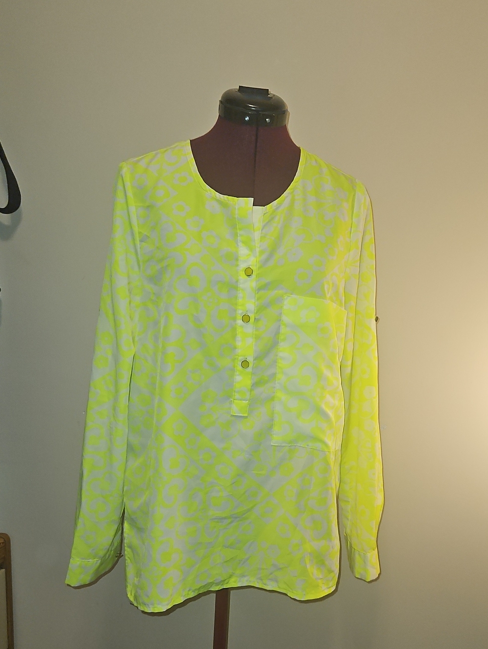 Angie Neon Yellow and Burgundy Mixed Top